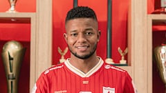Yhormar Hurtado en su presentación como fichaje de América de Cali.