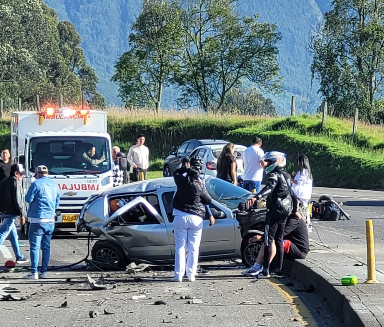 Accidente de tránsito en la carretera Zipaquirá - Cajicá