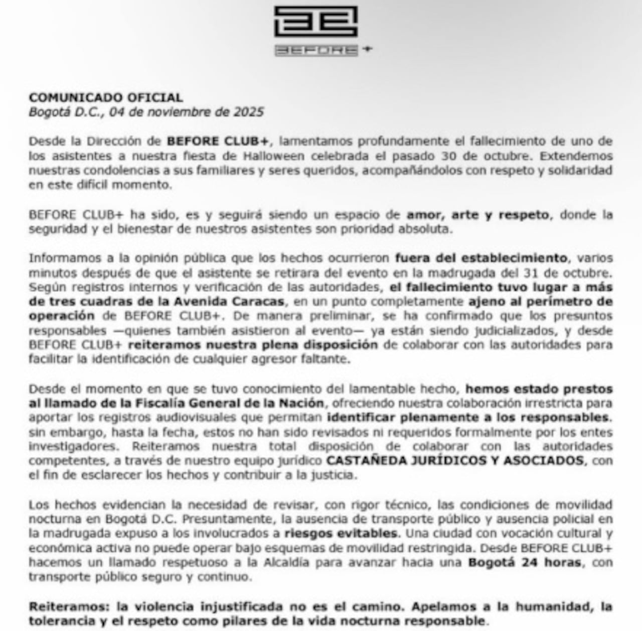 Comunicado Before Club+