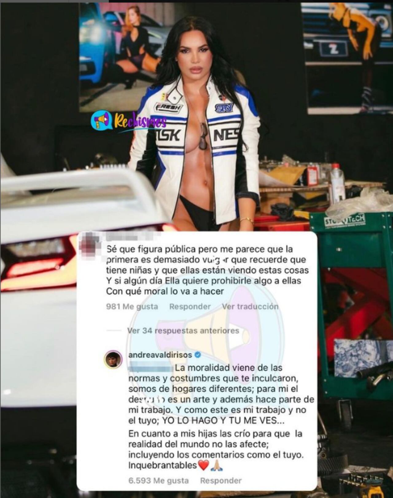 Andrea Valdiri le contestó a seguidor que la criticó por sugestiva foto.