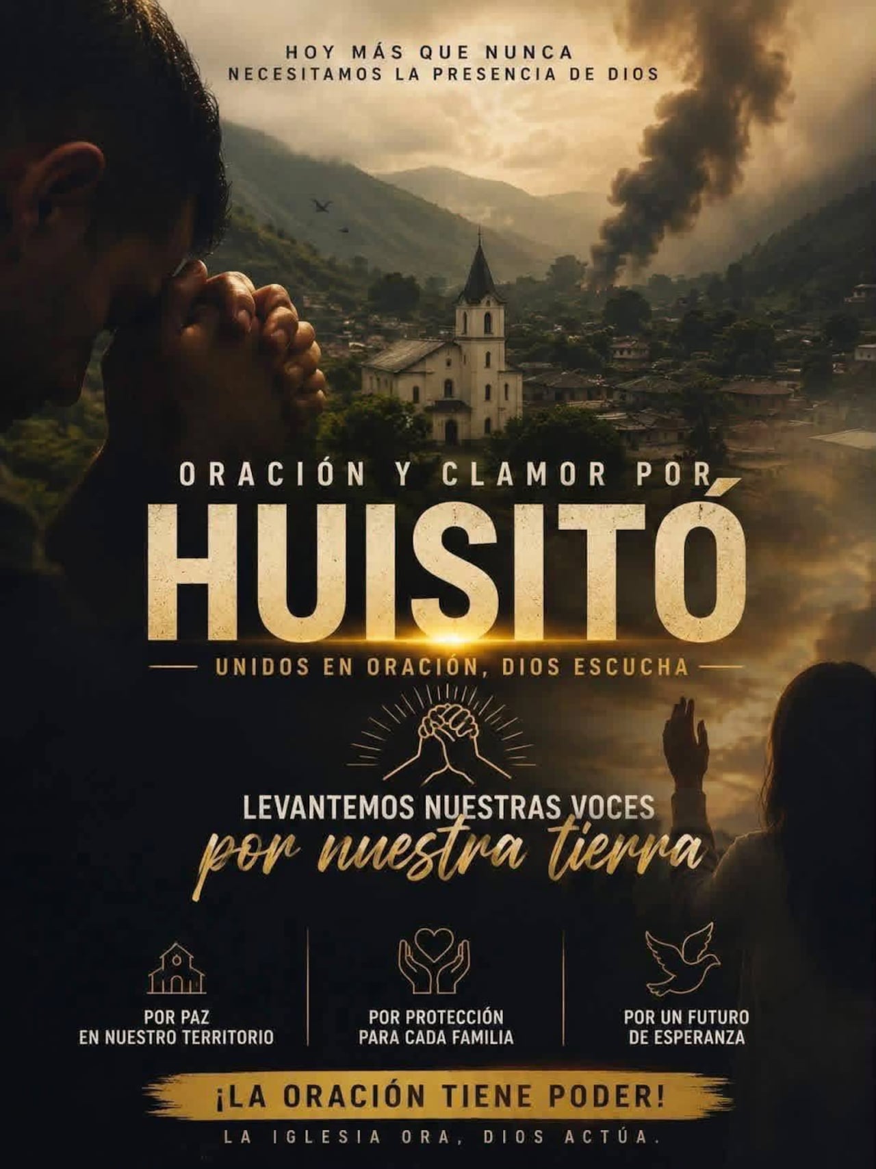 Las comunidades campesinas del corregimiento de Husitó, El Tambo, se unieron en oración al momento de quedar en medio de las confrontaciones.