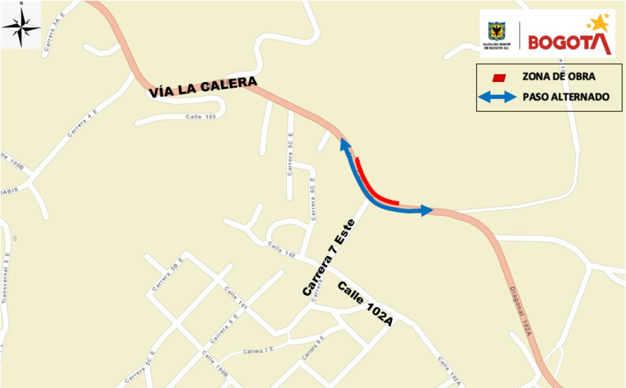 La Secretaría Distrital de Movilidad autorizó el cierre de un carril en la vía a La Calera para el próximo 4 de septiembre.