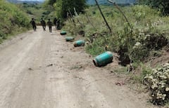 Tropas del Ejército ubicaron y destruyeron cinco cilindros con explosivos en zona rural de Mercaderes, Cauca.