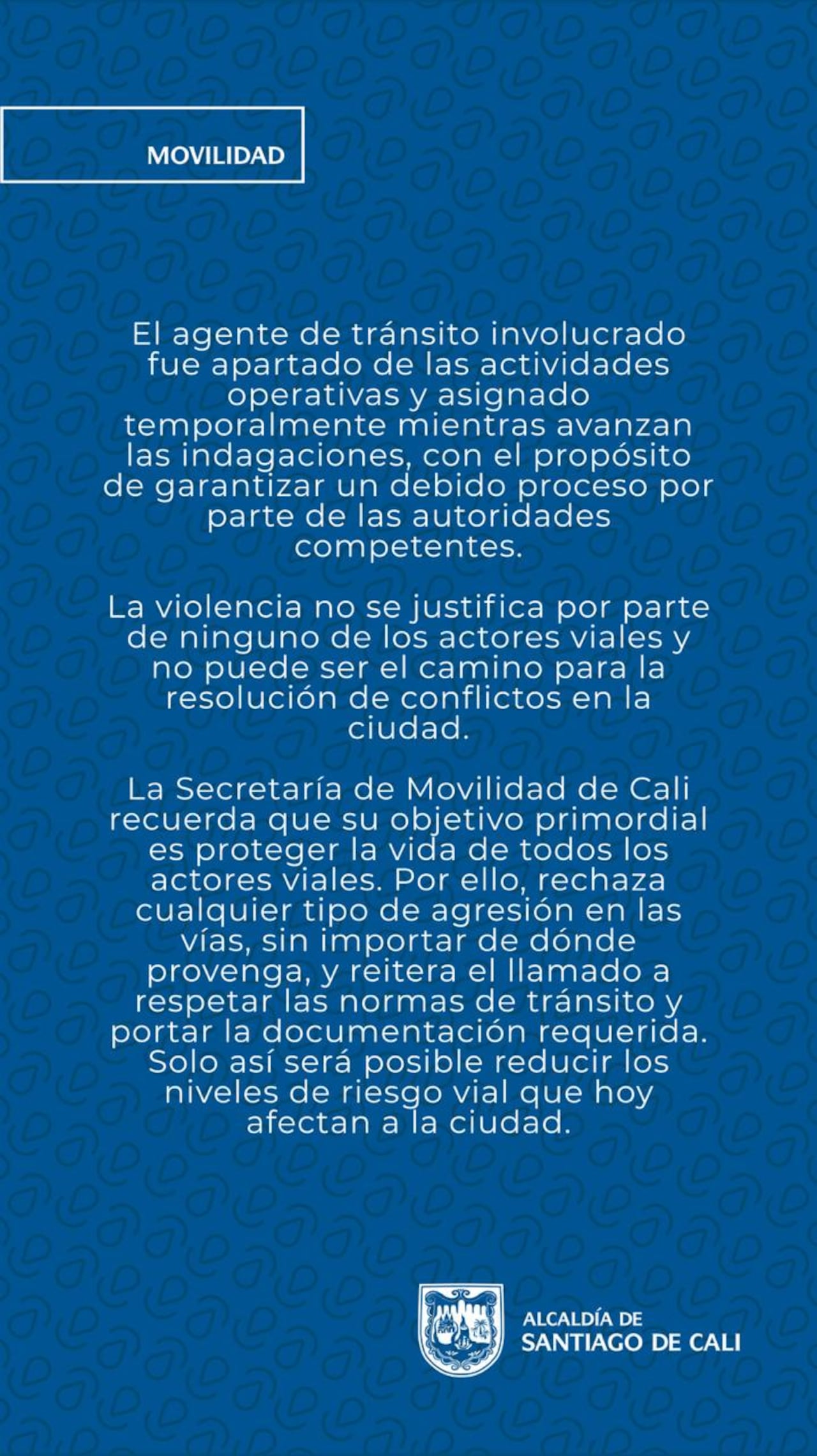 Comunicado oficial de la Secretaría de Movilidad.