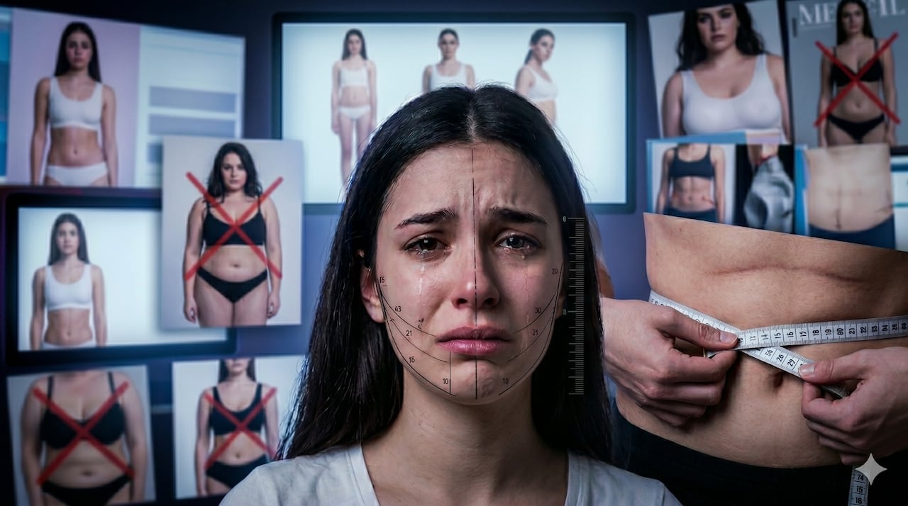 La violencia estética se define como el conjunto de presiones sociales que empujan a las personas a modificar su apariencia para acercarse a un ideal de belleza. Es una forma de violencia simbólica que se activa a través de comentarios, burlas, publicidad y redes.