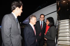 Delcy Rodríguez pisando suelo estadounidense en el aeropuerto de Teterboro de Nueva Jersey.