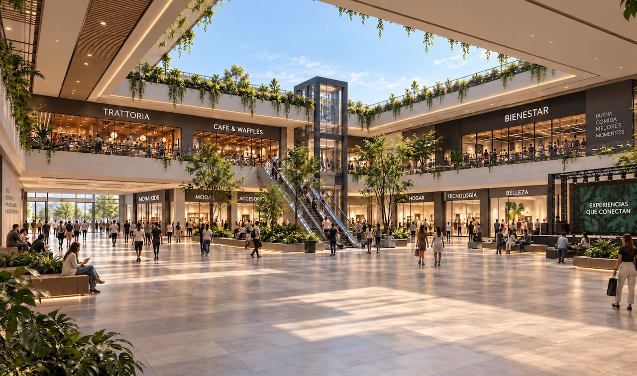 Con un concepto de diseño abierto el complejo comercial integrará compras, gastronomía, entretenimiento, servicios médicos y hotelería, para viajeros y visitantes.