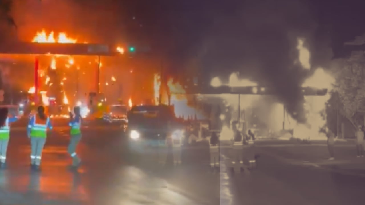 Las llamas alcanzaron casetas de cobro e infraestructura del complejo vial.