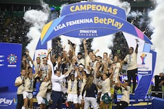 Fútbol: Deportivo Cali, campeón de la Liga Betplay Femenino del fútbol colombiano 2025, venciendo a Independiente Santa Fé en los tiros penalty: Foto José L Guzmán. EL País.