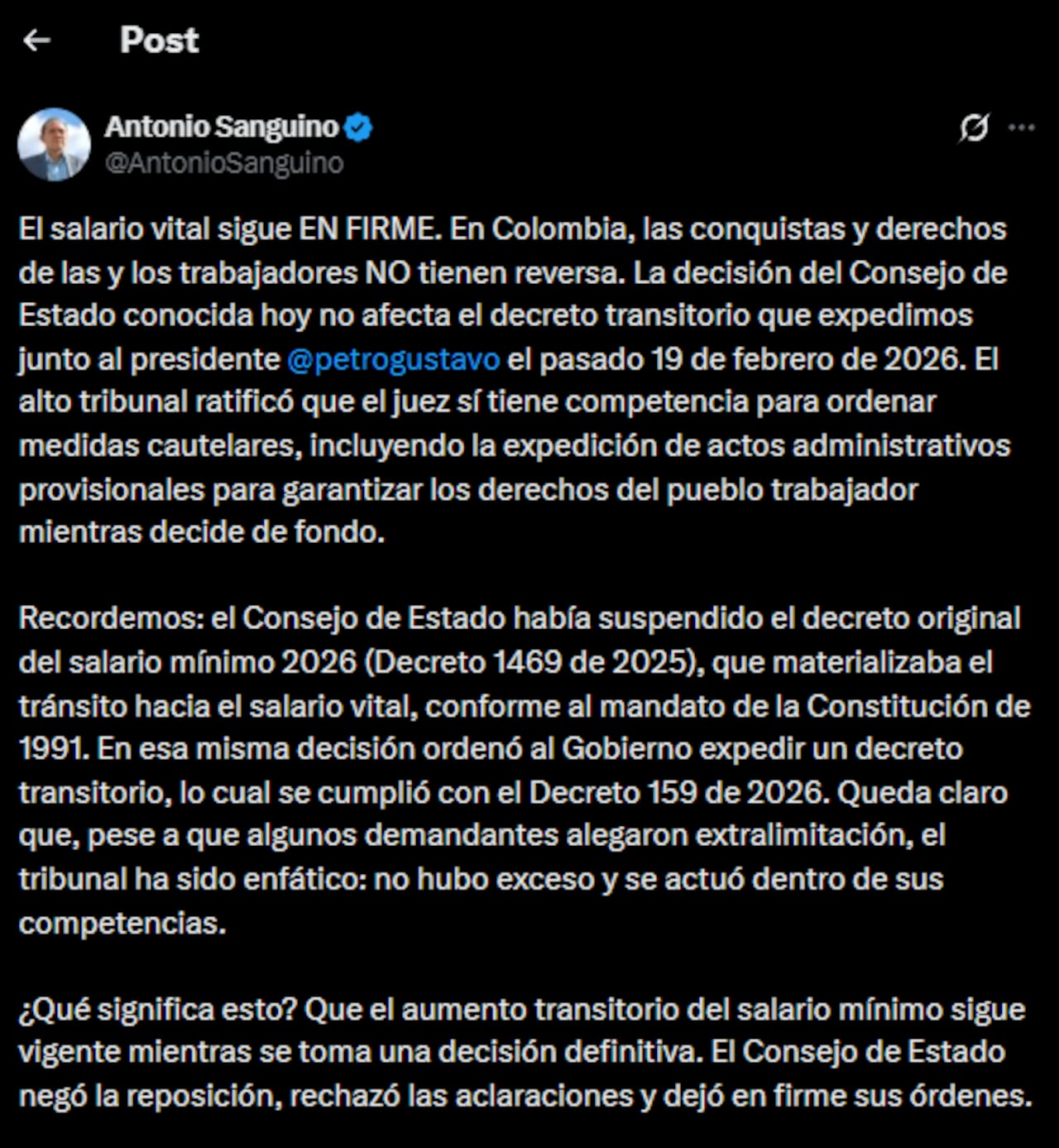 El panorama laboral en el país ha recibido una clarificación fundamental tras conocerse la postura oficial sobre la continuidad del salario vital.
