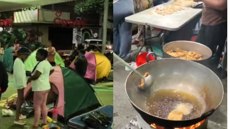 Integrantes de la Minga de Cali instalaron cambuches y carpas en la plazoleta Jairo Varela, en el oeste de la ciudad, donde completan dos días de protestas.