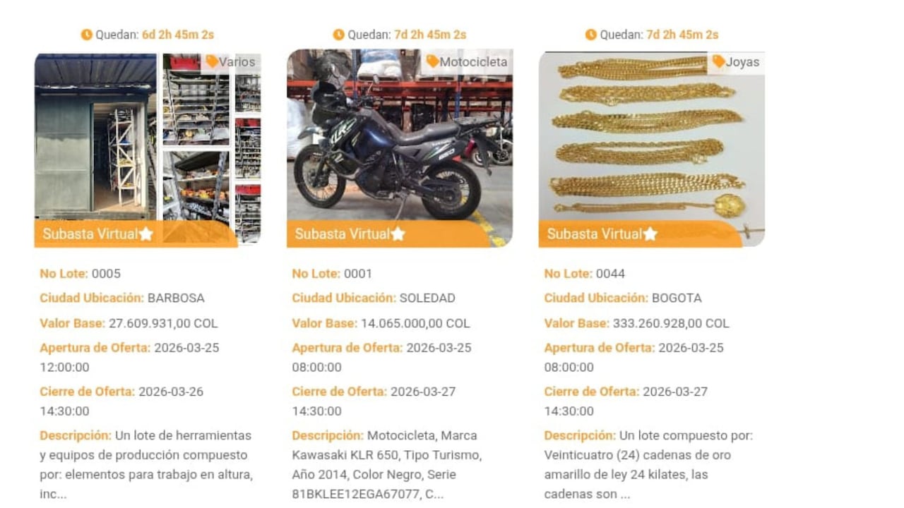 Estos son algunos de los objetos que hacen parte de la subasta.