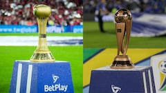 Los trofeos de campeones de la Liga Colombiana (izq.) y el de la Copa Colombia (der.).