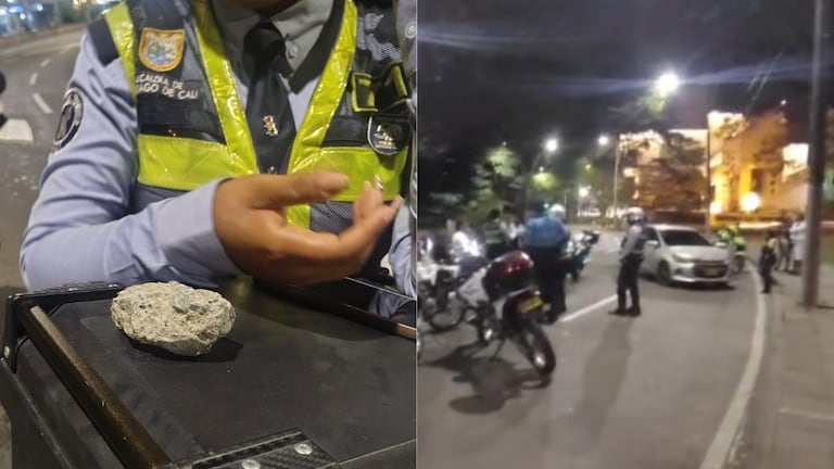 Integrantes del cuerpo operativo de la Secretaría de Movilidad de Cali en medio de un puesto de control. La entidad rechazó las agresiones físicas contra sus funcionarios en el oeste de la ciudad.