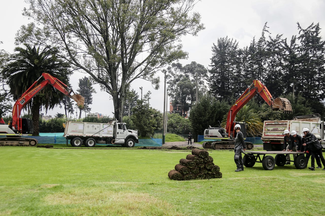 Momento en el que iniciaron las obras del nuevo estadio de Bogotá, el 4 de marzo de 2026.