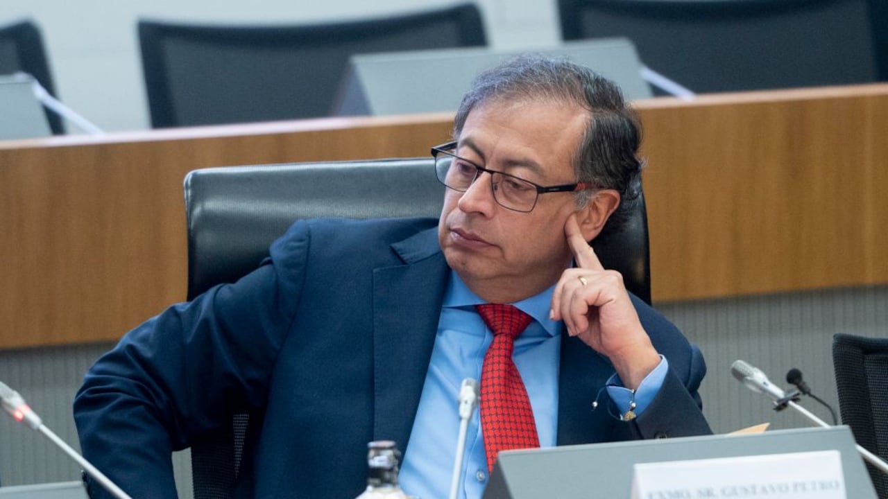 El presidente de Colombia, Gustavo Petro, participa en un desayuno-coloquio organizado por la CEOE, el 4 de mayo de 2023, en Madrid (España)