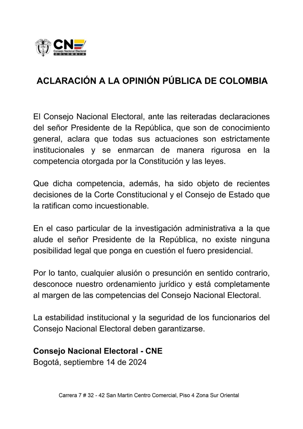 El CNE se pronunció sobre la investigación administrativa que adelanta contra la campaña a la presidencia de Gustavo Petro.
