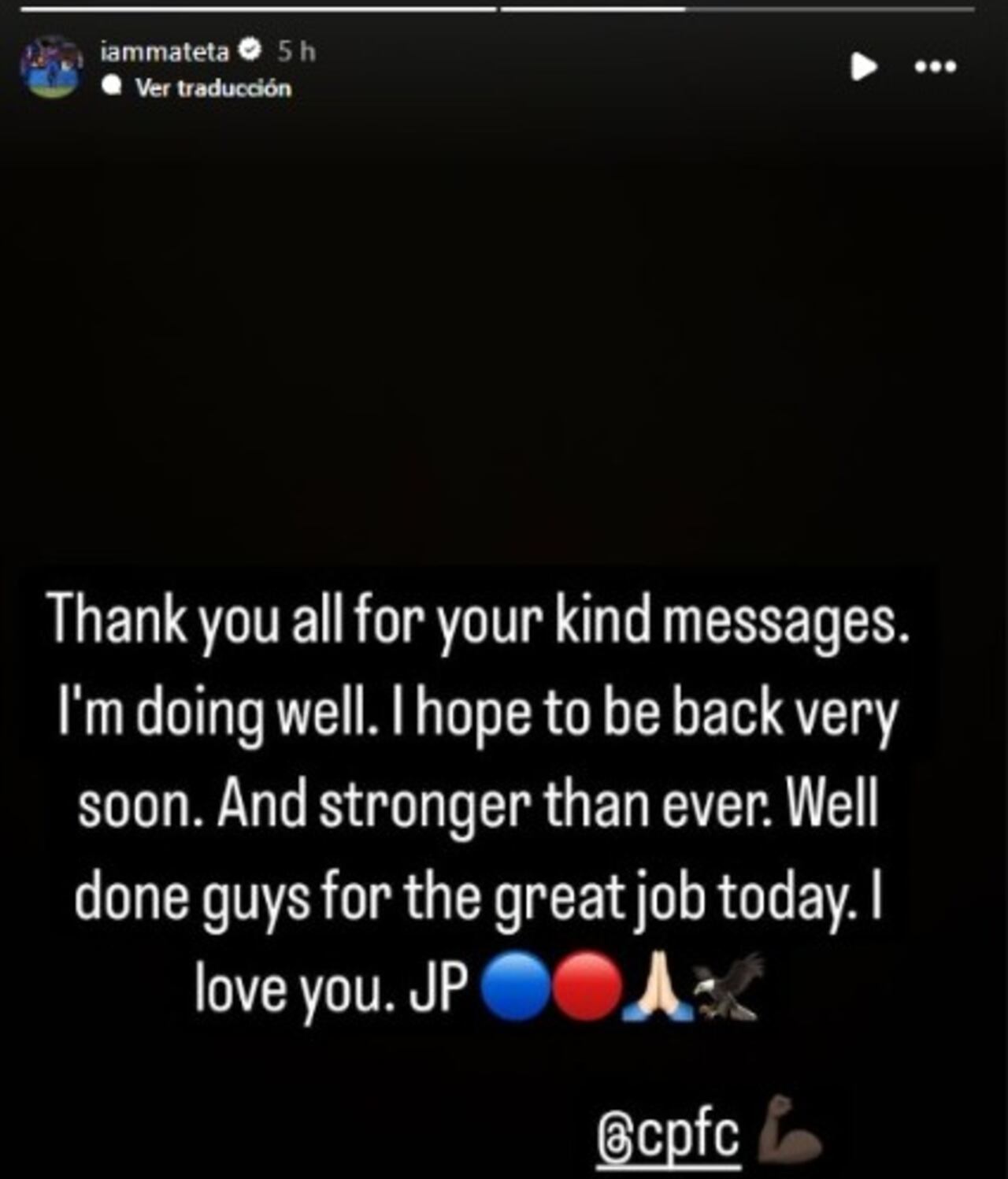 Jean-philippe Mateta agradeció los mensajes de apoyo