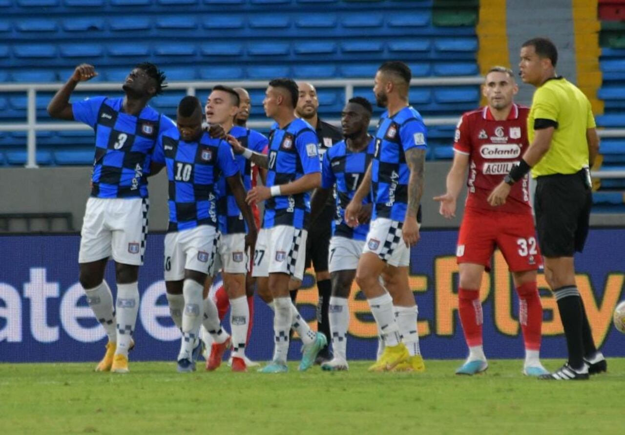 Imagen del partido entre América de Cali y Boyacá Chicó por la fecha 6 del Grupo B de los cuadrangulares finales del primer semestre de la Liga colombiana 2023.
