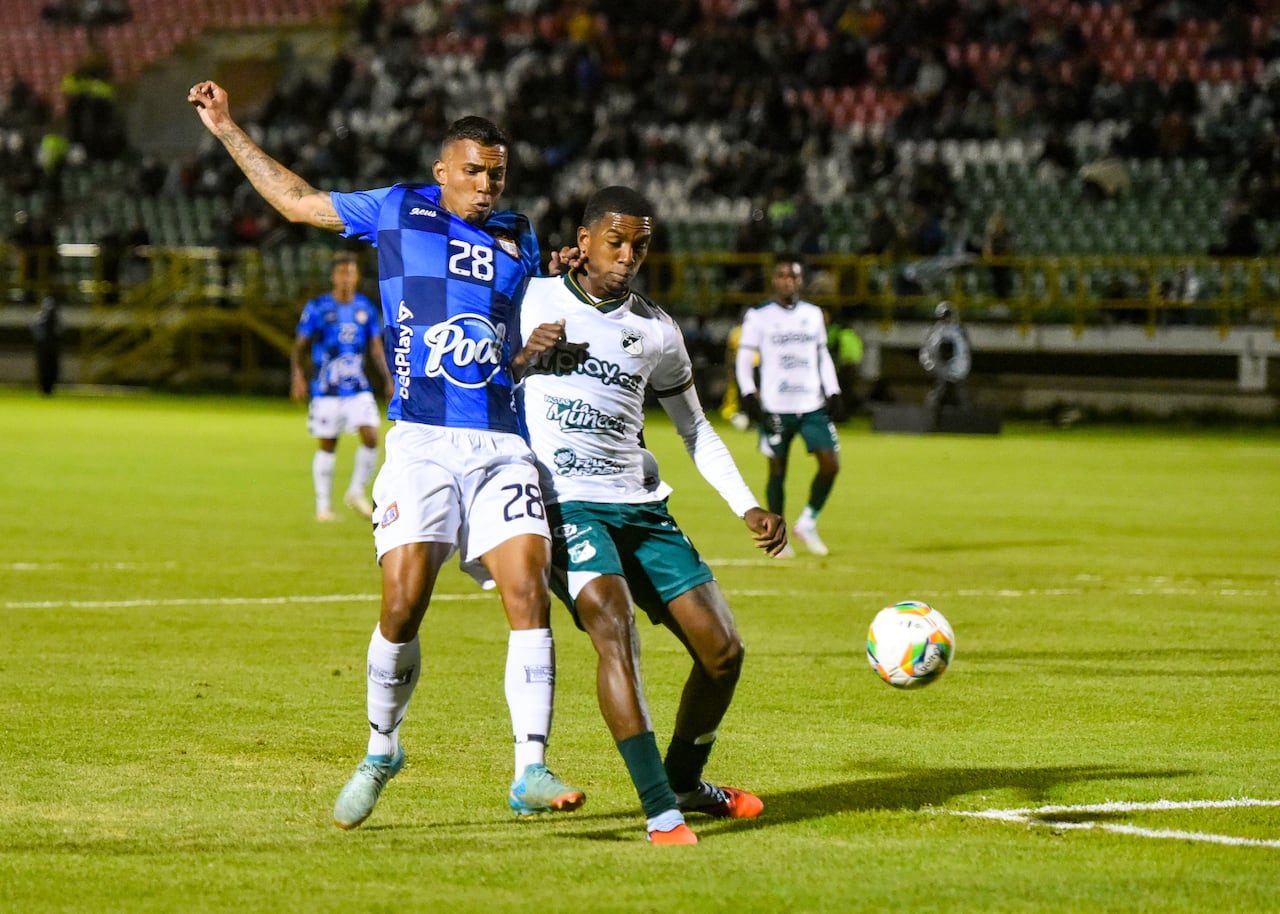 Imagen del partido entre Boyacá Chicó y Deportivo Cali, en juego válido por la fecha 8 de la Liga colombiana.