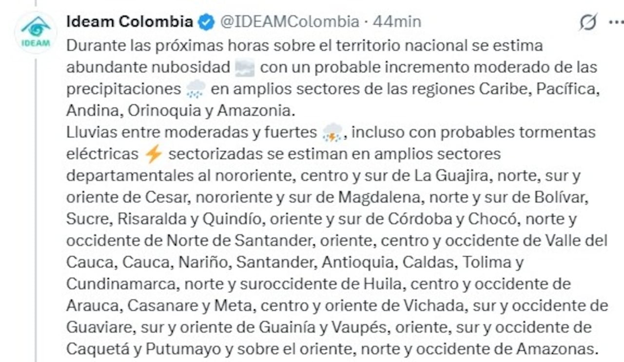 Este fue el pronóstico que entregó el Ideam frente al clima en el Valle del Cauca.