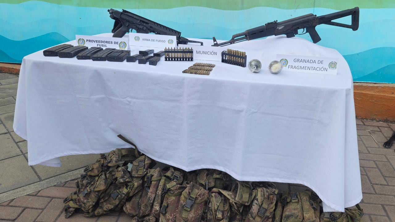 Material de guerra incautado a las disidencias de las Farc en Calima, Darién.