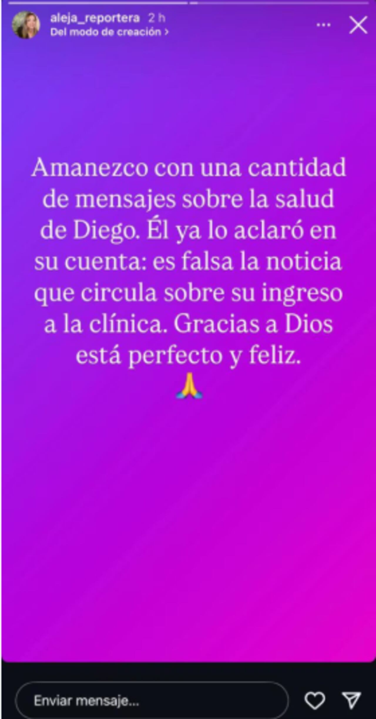 Esposa de Diego Guauque se pronunció por supuesta recaída de salud del presentador