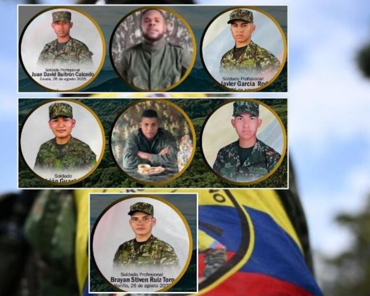 En las grabaciones aparecen uniformados identificados como Juan David Buitron Caicedo, el policía José Larrahondo de la Metropolitana de Cali, Jeyson Javier García Rodríguez, Brayan Stiven Ruíz Toro, el soldado Hemerson Guacheta, el patrullero Harold Ricardo Martínez y el soldado profesional Víctor Hugo Yepes García.