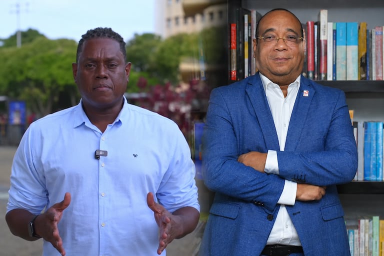 Secretario de Seguridad de Cali, Javier Garcés y el rector de la Universidad del Valle, Guillermo Murillo.