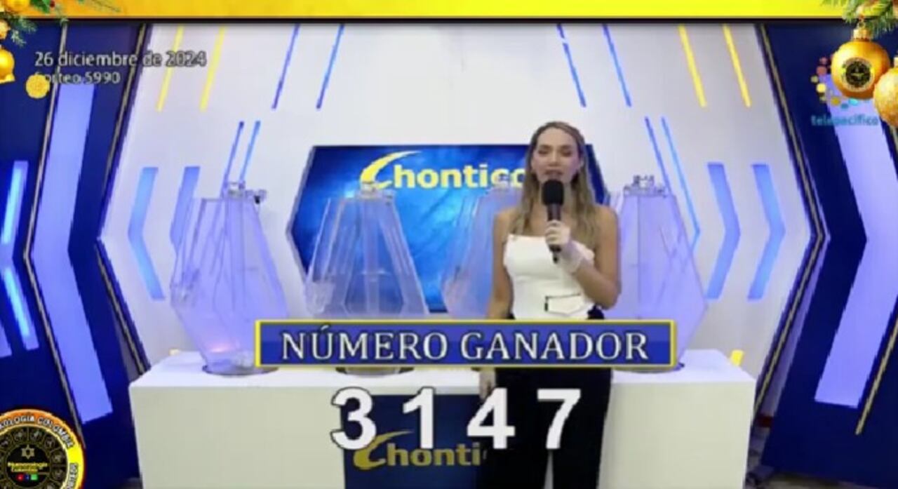 Sorteo 5990 de la Lotería del Chontico Noche // Foto: Chontico Noche