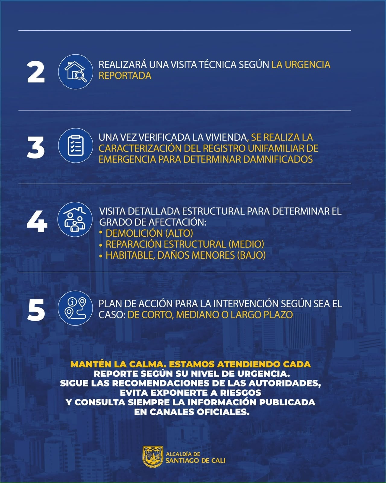 Terremoto en Cali, información oficial, canales de atención