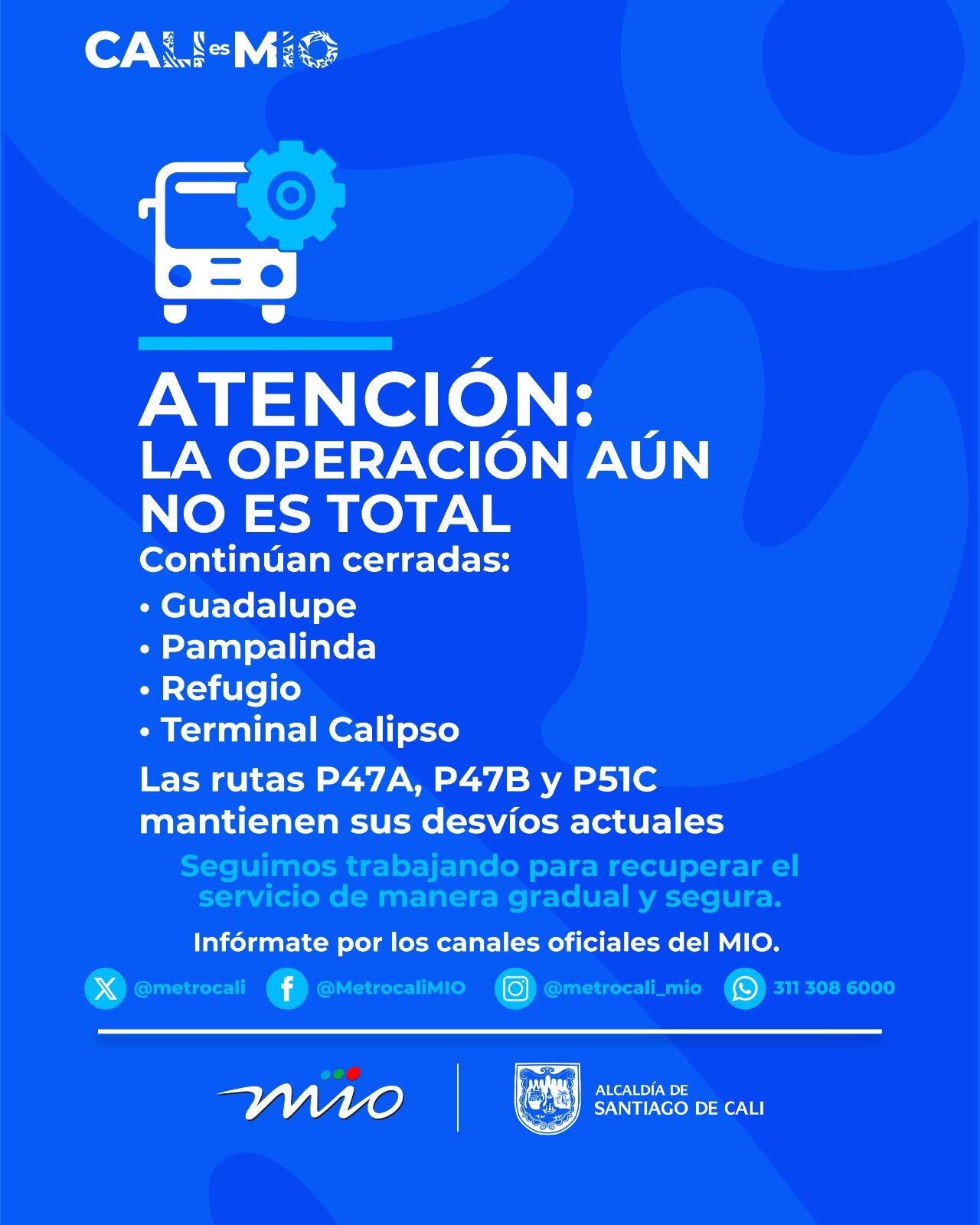 las rutas P47A, P47B y P51C conservarán sus desvíos vigentes hasta nuevo aviso.