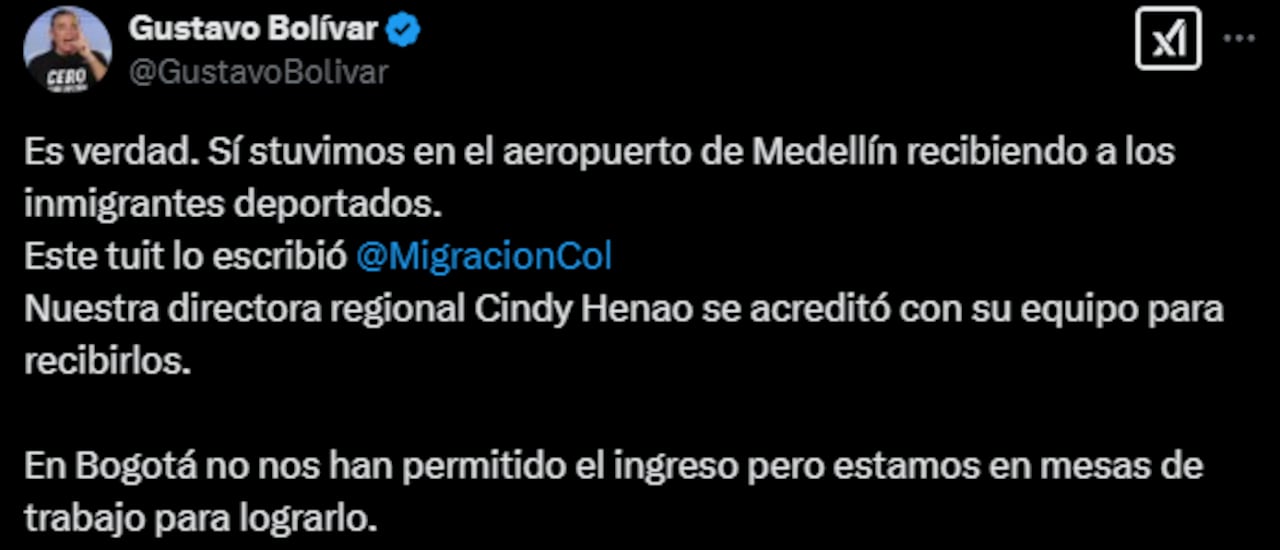Este fue el mensaje publicado por Gustavo Bolívar.