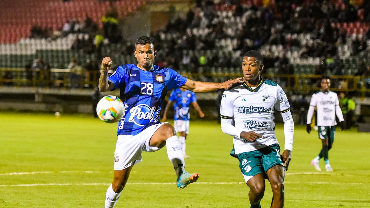 Imagen del partido entre Boyacá Chicó y Deportivo Cali, en juego válido por la fecha 8 de la Liga colombiana.