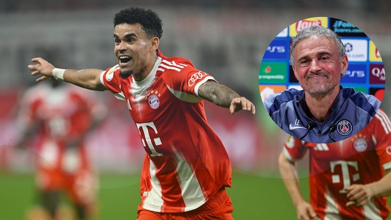 Luis Enrique (der.), técnico del PSG, elogió al Luis Díaz y sus compañeros en el Bayern Múnich.