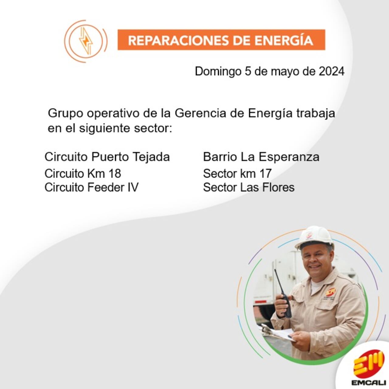 Estos son los sectores donde no habrá energía en Cali hoy 5 de mayo.