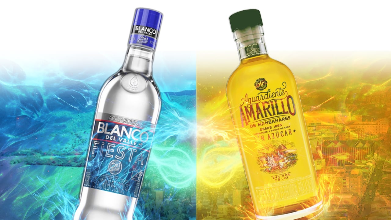 El Aguardiente Blanco del Valle y el Amarillo de Manzanares se quieren tomar el país.
Fotomontaje El País