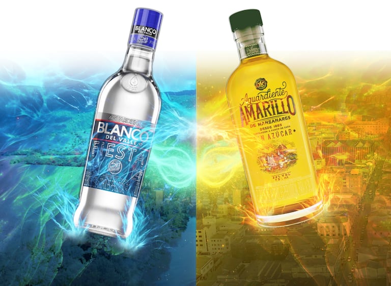 El Aguardiente Blanco del Valle y el Amarillo de Manzanares se quieren tomar el país.
Fotomontaje El País