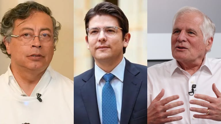 Presidente Gustavo Petro, Miguel Uribe Turbay y Miguel Uribe Londoño.