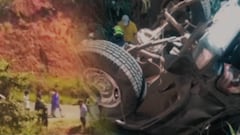 Una camioneta cayó a un abismo en el kilómetro 38 de la antigua vía Simón Bolívar.