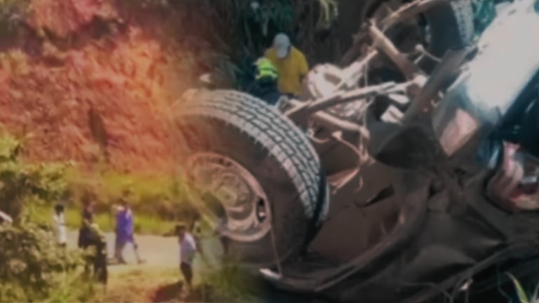 Una camioneta cayó a un abismo en el kilómetro 38 de la antigua vía Simón Bolívar.