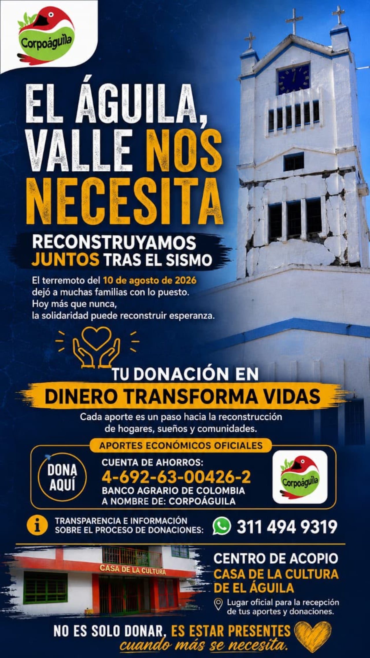 Esta es una de las iniciativas para ayudar a los damnificados de El Águila.