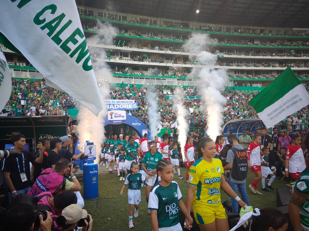 Imagen de la final de vuelta de la Liga Femenina 2025, entre Deportivo Cali e Independiente Santa Fe.