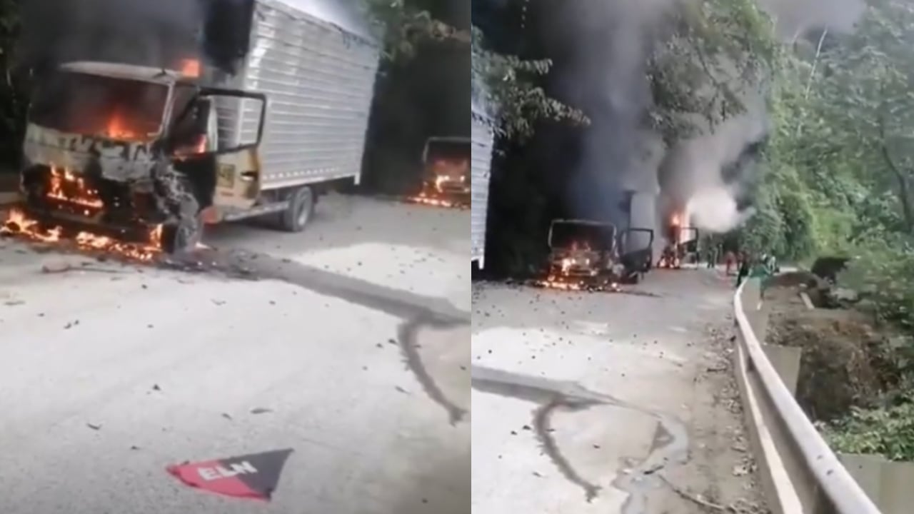 Camiones afectados en la vía Chocó - Pereira