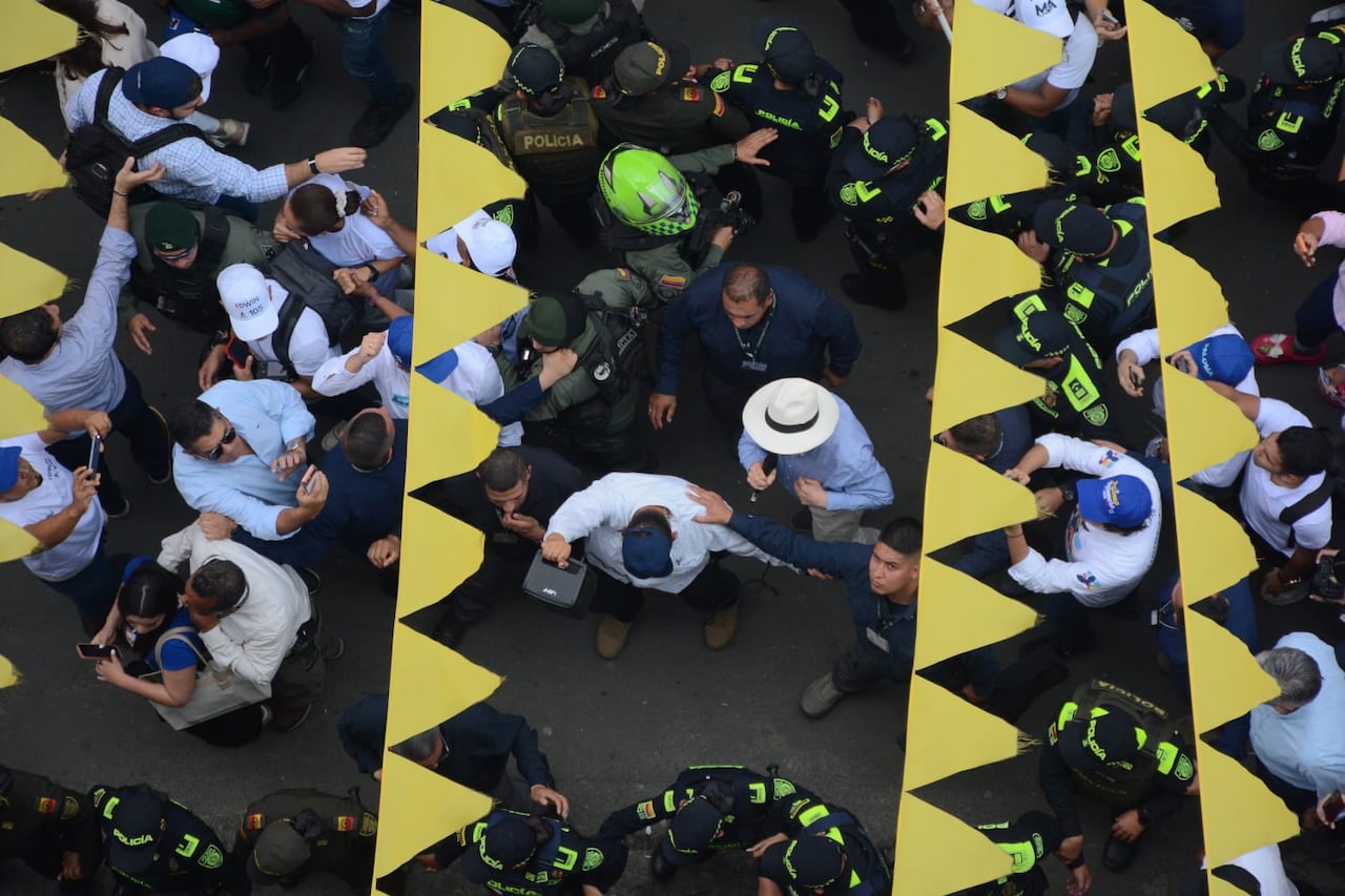 La presencia de los dirigentes políticos generó reacciones a favor y en contra en el centro de la ciudad.