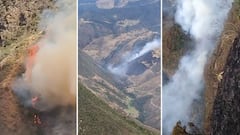 Las condiciones del terreno han obligado a los organismos de socorro a continuar a pie hacia los sectores donde se concentran las llamas.