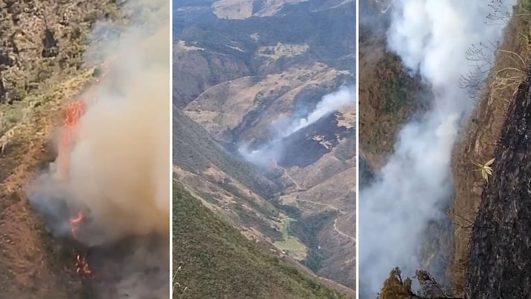 Las condiciones del terreno han obligado a los organismos de socorro a continuar a pie hacia los sectores donde se concentran las llamas.