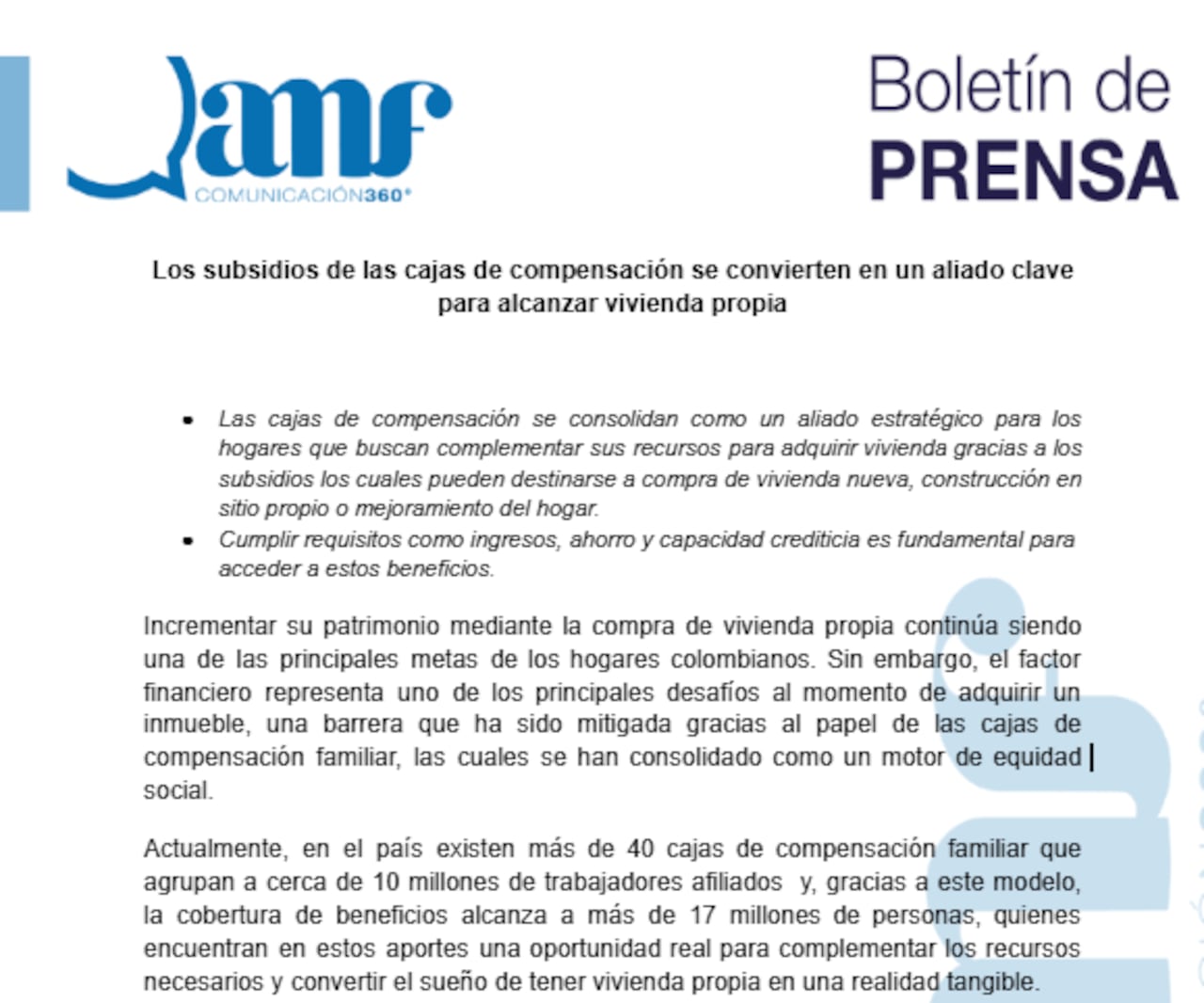 Comunicado del AMF.