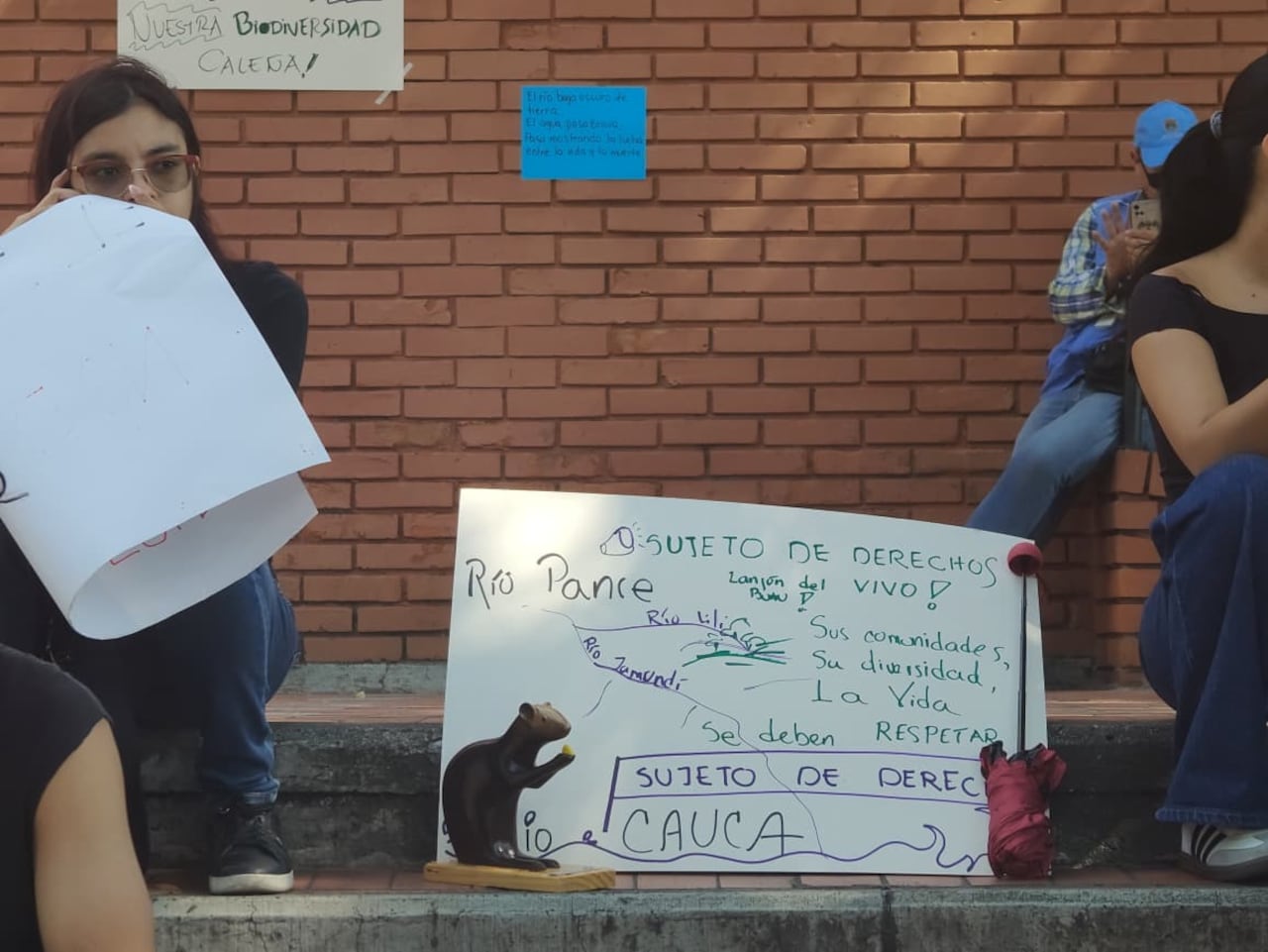 Ciudadanos y ambientalistas se concentraron frente a la sede de la CVC para pedir medidas que protejan el Zanjón del Burro.