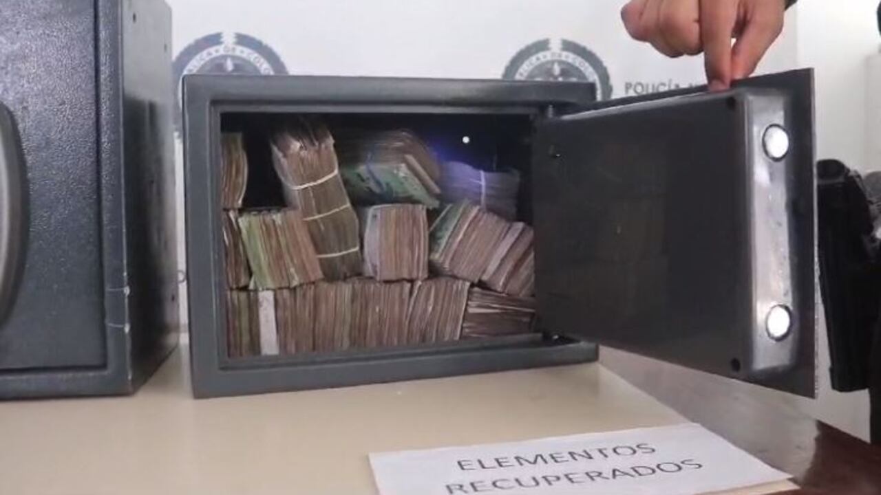 La Policía de Cali recuperó en este operativo la caja fuerte con el dinero.